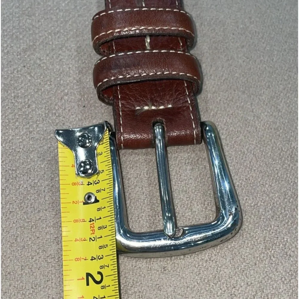 JOHNSTON & MURPHY Aniline Klipskin Shoulders Leather Brown Belt w/Buckle Size 44